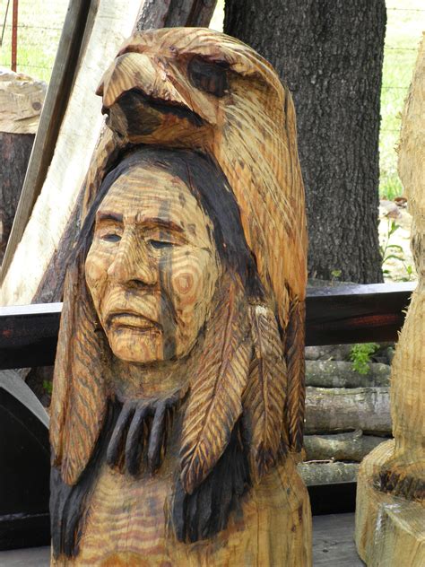 Native Indian Wood Carving Wood Sculpture Art Native American