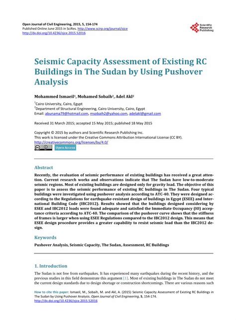 PDF Seismic Capacity Assessment Of Existing RC Buildings In