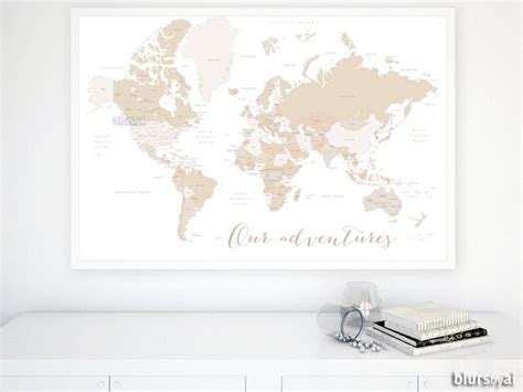 60x40 Printable World Map With Countries Names Us States Etsy
