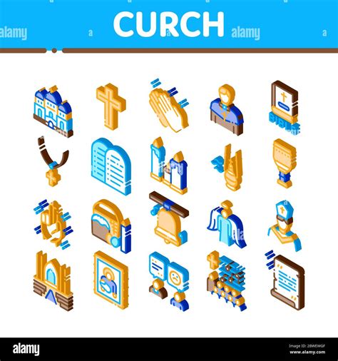Church Christianity Isometric Icons Set Vector Stock Vector Image And Art