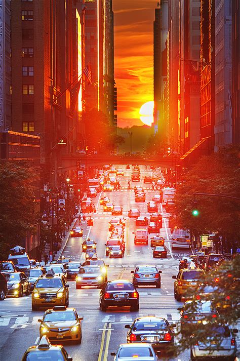 Manhattanhenge Sunset On 42nd Street By Mitchell Funk Photography