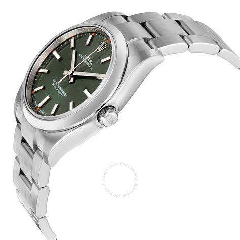 Rolex Oyster Perpetual 34 Green Olive Dial Stainless Steel Bracelet