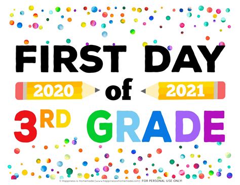 Free Printable First Day Of School 3rd Grade Signs 2022 2023 2024