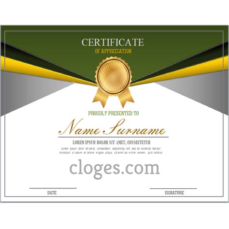Green Editable Word Certificate Of Appreciation Template