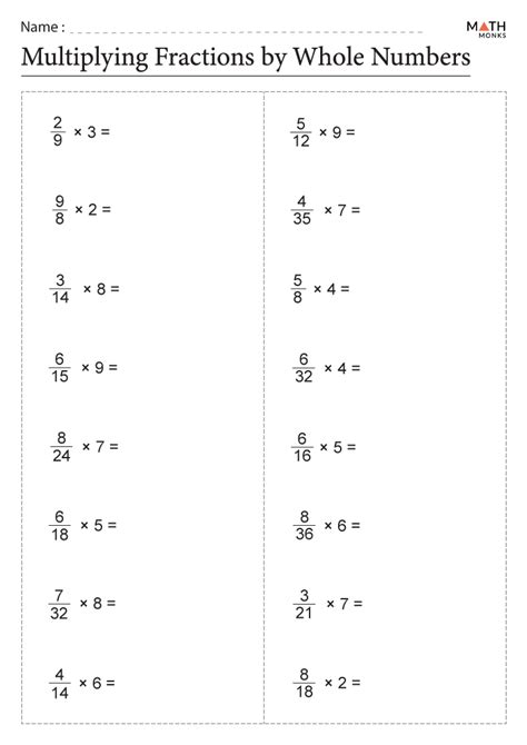 Multiplying Fractions Worksheets With Answer Key