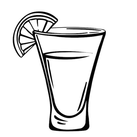 Premium Vector Glass Of Tequila With Lemon Stack Of Alcohol Freehand Drawing Vector