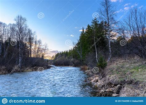 South Ural Rough River With A Unique Landscape Vegetation And