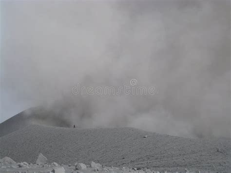 Summit And Crater Of Semeru Volcano On Java Island In Indonesia Stock