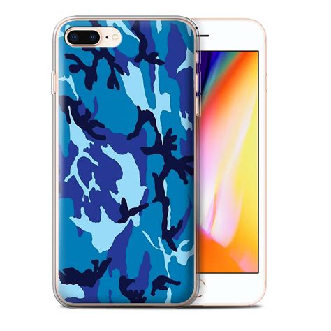 Stuff4 Gel Tpu Casecover For Apple Iphone 8 Plusblue 4camouflage