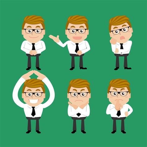 Premium Vector Set Of Businessman Characters In Different Poses