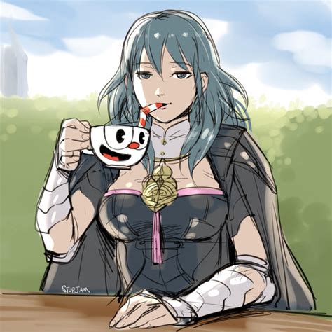 Byleth Sipping On Cuphead Super Smash Brothers Ultimate Know Your Meme