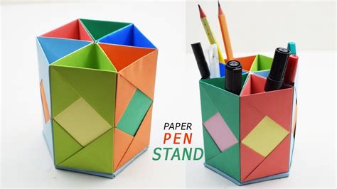 How To Make Pen Stand Origami Pen Holder Origami Paper Crafts
