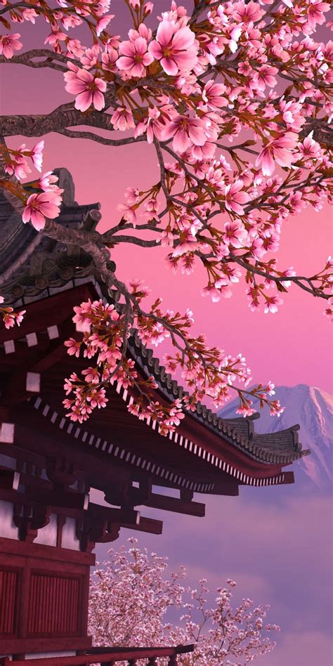 Japanese Sakura Tree Mobile Wallpaper Landscape Wallpaper Scenery