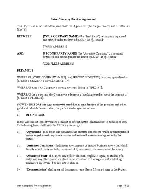 Inter Company Services Agreement Template 1 Pdf Indemnity