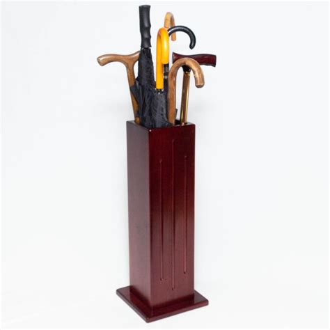 Wooden Umbrella Stand And Walking Cane Holder Vertical Grooves