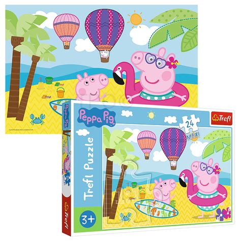 Trefl 24 Maxi Piece Kids Large Peppa Pig On Her Holiday Fun Jigsaw