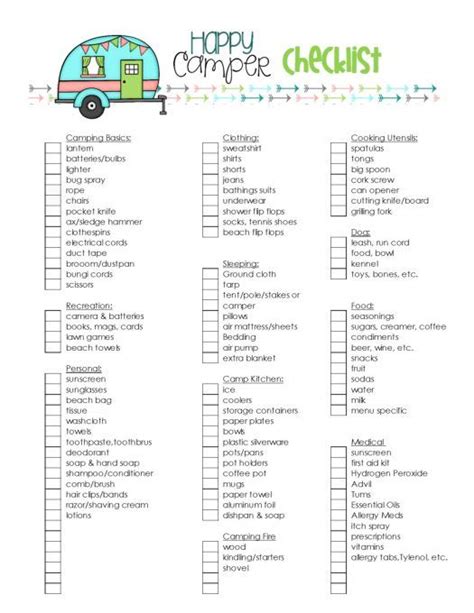 Free Printable Rv Setup Checklist