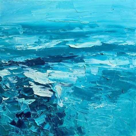 Teal Blue Abstract Painting On Canvas Original Art Ocean Etsy Blue