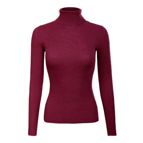Made By Olivia Womens Solid Long Sleeve Turtleneck Slim Fit Ultra