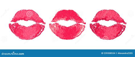 Isolated Beautiful Lipstick Kiss Mark Imprint Sweet Pink Kiss Drawn