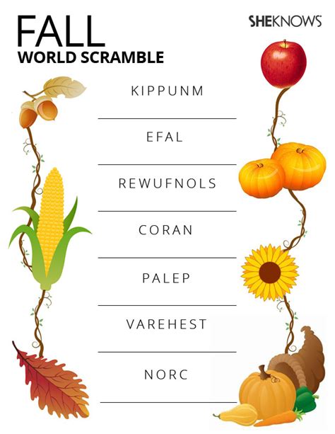 Fall Word Scramble With Answers