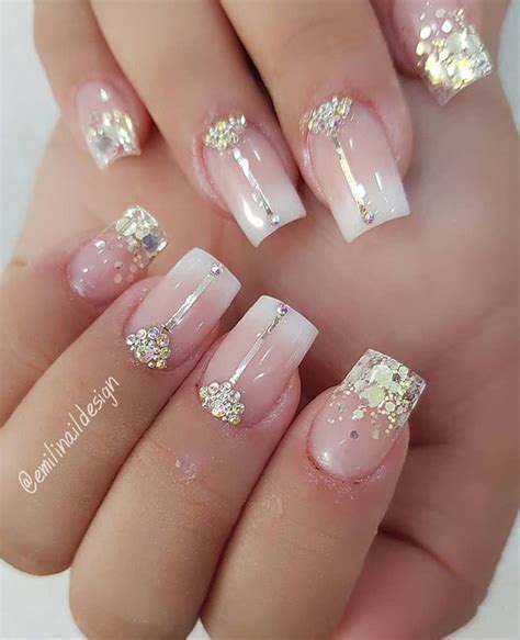 100 beautiful wedding nail art ideas for your big day wedding nails with glitter bridal nails