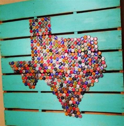 Bottle Cap State Shape Mounted On A Painted Pallet Bottle Cap Art Beer