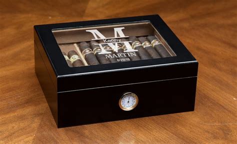 Engraved Humidor Cigar Lighter Personalized Cigar Humidor Personalized Ashtray Custom