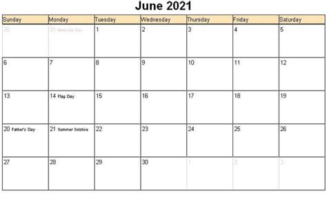 Printable Holidays Calendar June 2021 2021 Calendar Calendar