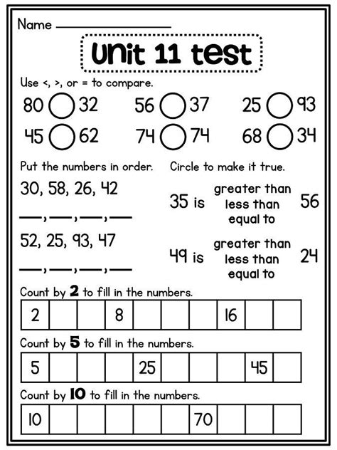 Ordering Numbers Worksheet 1st Grade