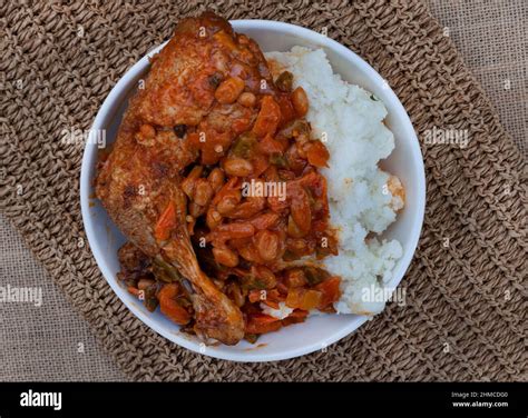 Traditional South African Pap And Roasted Chicken Maize Meal With