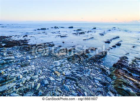 Cretaceous Sedimentary Rock Coast Beautiful Sunrise Over Cretaceous Sedimentary Rock Coastline