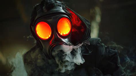 Gas Mask Glowing Eyes Hd Wallpaper Kde Store