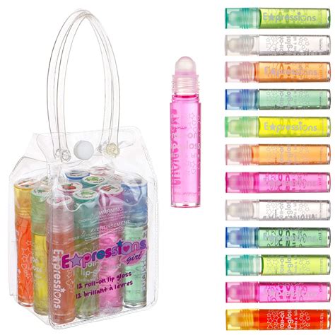 Expressions Girl 12pc Roll On Lip Gloss Set With Carrying