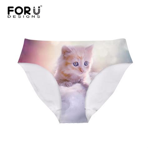 Forudesigns Comfort Underwear Women Seamless Panties For Woman Girl Lovely Cat Printing