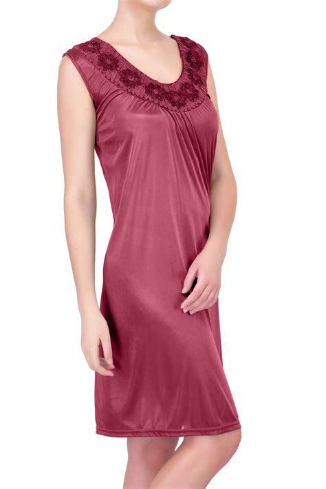 Ezi Ezi Womens Plus Satin Silk Sleeveless Nightgown