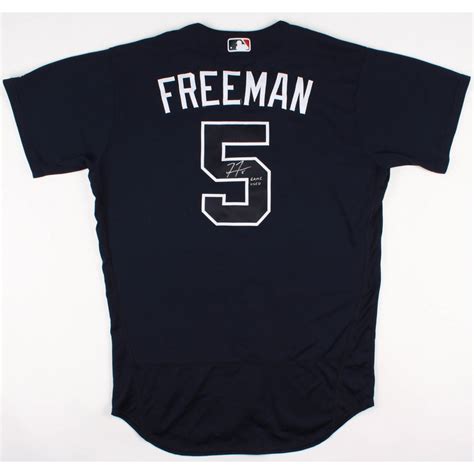 Freddie Freeman Signed Braves Game Used Jersey Inscribed Game Used Mlb Authentication