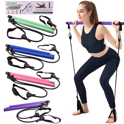 Yoga Crossfit Resistance Bands Exerciser Pull Rope Portable Gym Workout Pilates Bar Trainer