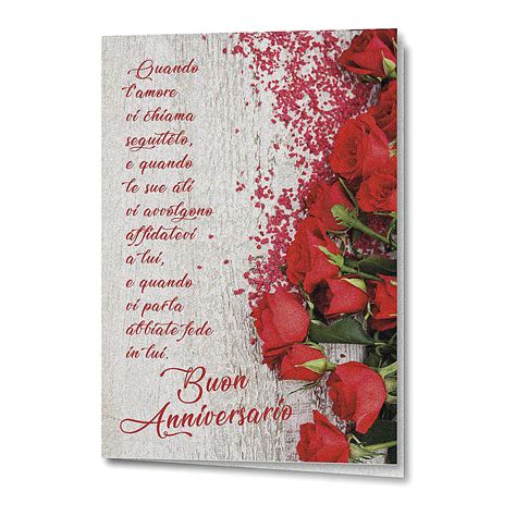 L'anniversario di matrimonio è una tappa importante: Biglietto Augurale carta perlata Anniversario di Nozze Rose Rosse | vendita online su HOLYART
