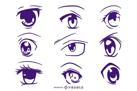 Conjunto De Ilustración De Ojos De Anime Descargar Vector
