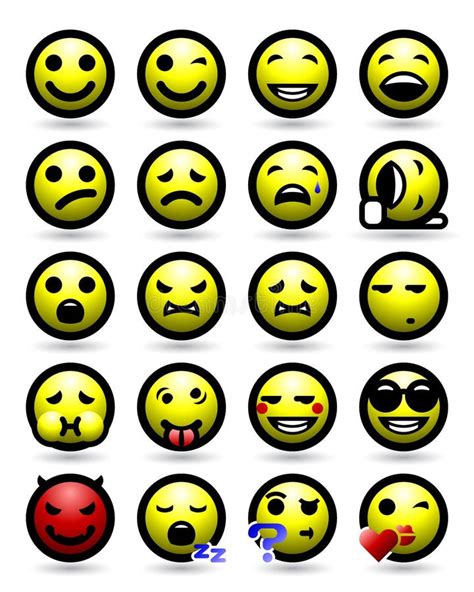 Zestaw Wektorów Ikon Emotikonów Smileys Emoji I Płaski Emotikon W