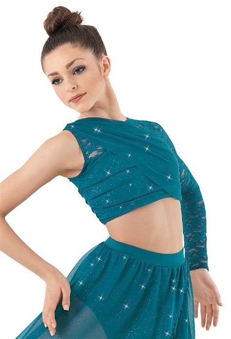 Dancewear Solutions Dancewear Solutions Asymmetrical Lace Mesh Top