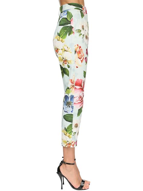 dolce and gabbana floral print cotton drill straight leg pants in multi modesens