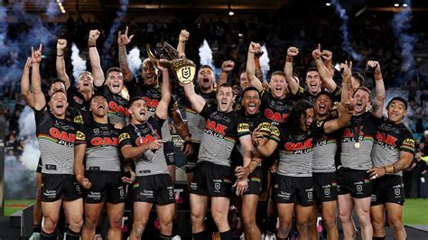 Nrl Grand Final 2022 Telstra Hat Fiasco In Penrith Panthers Trophy