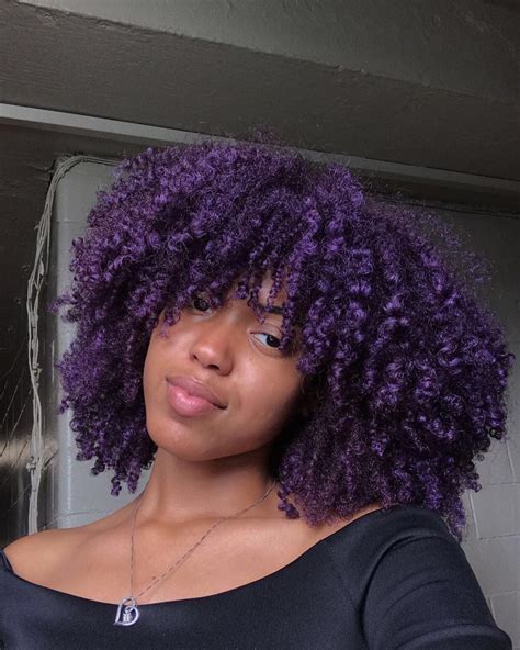 Purple Natural Hair Purple Hair Black Girl Dyed Hair Purple Dyed