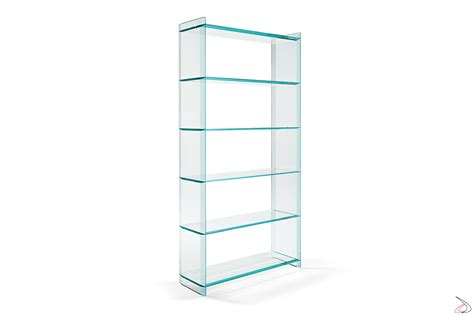 Bookcase Quiller Modern And Design Glass With Six Shelves Toparredi
