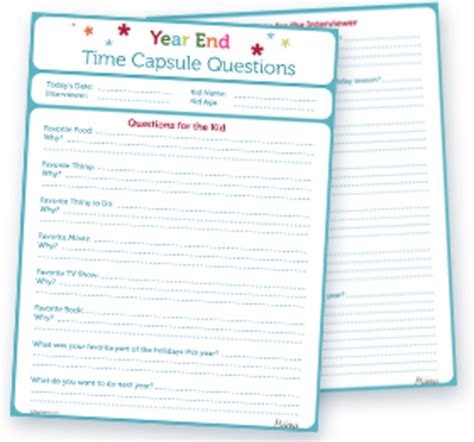 Printable End Of The Year Time Capsule Questions Todays Mama