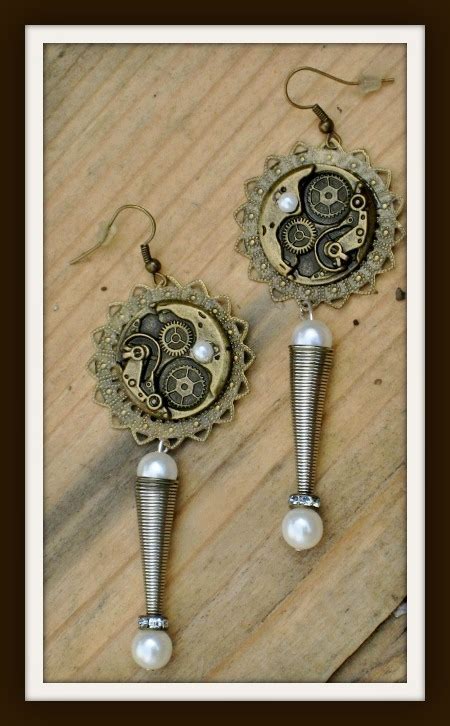 Cowgirl Junk Gypsy Bracelet Set Antique Bronze Pearls And Silver Clockworks Bracelet And Earring
