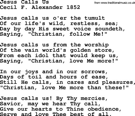 Most Popular Church Hymns And Songs Jesus Calls Us Lyrics Pptx And Pdf