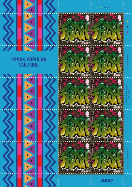 Popular Culture The 1990s 74p Sheet Of Ten Jersey Stamps